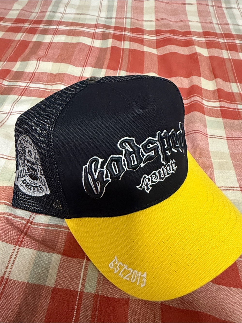 Black & Yellow Trucker Cap with Embroidered Logo